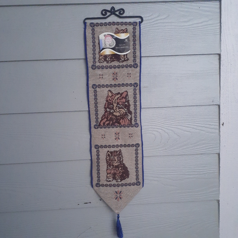 Vintage Cat Tapestry Wall Hanging NWT
